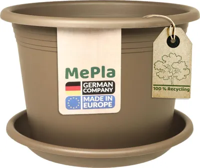 Produktbild von MePla - Set - Pflanzkübel Cylindro ø 60 + Untersetzer ø 58 - taupe