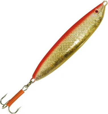 Produktbild von Solvkroken Stingsilda Holo Pilker goldfarben/rot, Gewicht / Länge / Hakengröße:200g - 11.2cm - Gr. 6/0