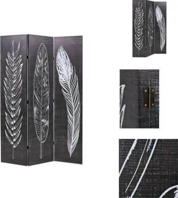 Obrázok produktu pre vidaXL Rozdeľovač izieb skladací 120 x 170 cm perie čierno-biely - Rozdeľovač izieb