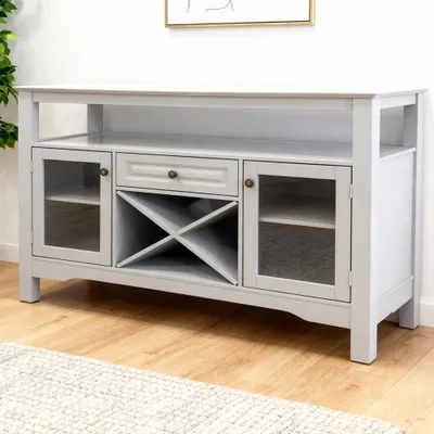 Produktbild von Graues Multifunktionales Sideboard MDF Lackiert Viel Stauraum Esszimmer Wohnzimmer Buero Modern Elegant 116x40x82cm
