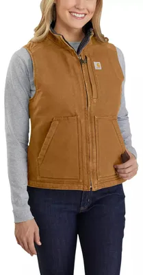 Image de Carhartt Sherpa Lined Mock Neck Vest Brown S Brown S