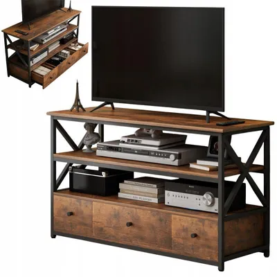 Immagine prodotto di Mobile TV loft mobile per soggiorno con ripiani marrone retrò 110 cm