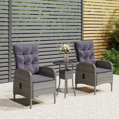 Produktbild von The Living Store 3-tlg. Garten-Bistro-Set Poly Rattan Grau