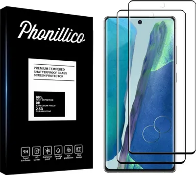 Obrázek produktu pro Tvrzené sklo pro Samsung Galaxy NOTE 20 [2 kusy] Ochranné sklo s černým okrajem Fólie proti poškrábání Sklo odolné Phonillico®