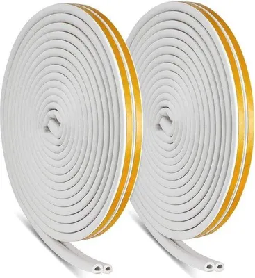 Immagine prodotto di Guarnizioni autoadesive per porte e finestre - Profilo a D - Guarnizione in gomma - Per sigillare le fessure delle finestre contro l'aria fredda e il rumore - 2 rotoli - 20 metri - Bianco