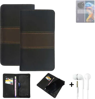Produktbild von K-S-Trade Handyhülle + Kopfhörer kompatibel mit Lava Blaze X Schutzhülle Walletcase Bookstyle Tasche Schutz Case Hülle Wallet Cover Kunstleder
