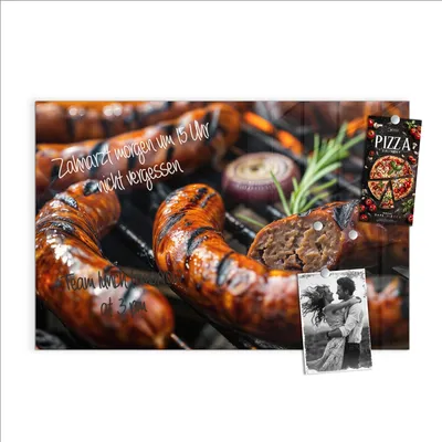 Produktbild von Magnettafel 90x60cm Pinnwand Whiteboard beschreibbar - Grillwurst B B Q
