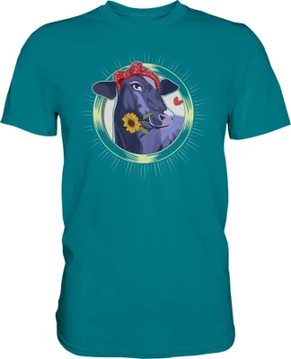 Produktbild von Kuh Sonnenblume T-Shirt Lustiges Bauernhof Garten Geschenk Gärtner – Diva Blue / S