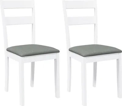 Produktbild von vidaXL Esszimmerstühle mit Kissen 2 Stk. Weiß Massivholz Gummibaum