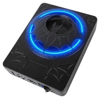 Zdjęcie produktu dla Subwoofer samochodowy - kompaktowa skrzynia basowa montowana pod siedzeniem - 1200W, 12V - subwoofer 25,4 cm - częstotliwość 50–150 Hz, 90 dB - z kablem audio - kolor czarny