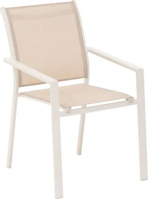Produktbild von Stapelbarer gartensessel "essentia" leinen &amp lehm aus epoxybehandeltem aluminium  - Hespéride