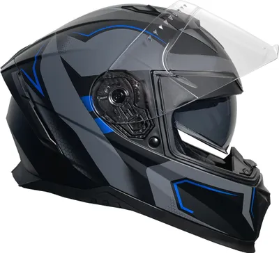 Produktbild von Integralhelm 69-B Motorradhelm Helm Größe S Rollerhelm Sturzhelm blau grau matt mit Sonnenvisier