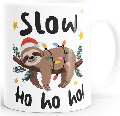 Produktbild von Tasse Weihnachten Geschenkidee Weihnachtstasse Faultier Ho Ho Ho Geschenk für Schlafmützen Langschläfer Morgenmuffel MoonWorks®