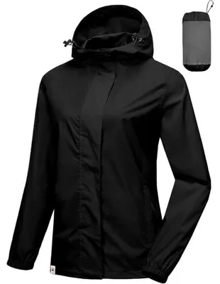 Immagine prodotto di Giacca da trekking da donna, giacca impermeabile, leggera, colore nero, taglia XS