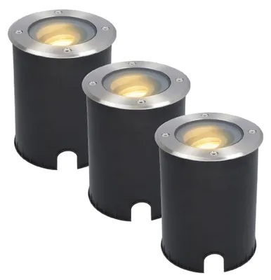 Image de HOFTRONIC - Spot LED au sol extérieur 3x4W 345lm 2700K Inox IP67 Dimmable