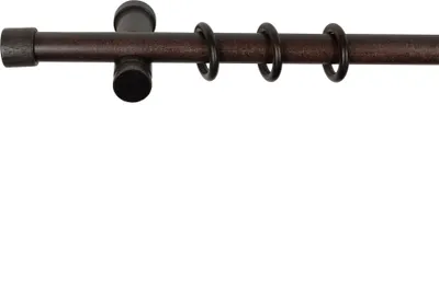 Produktbild von SN Deco - Stilgarnitur Gardinenstange Vorhangstange Cafiro, Holz, moderner Träger, 28 mm, 1-Lauf, Komplettset mit Ringen, Farbe Wenge, 120 cm