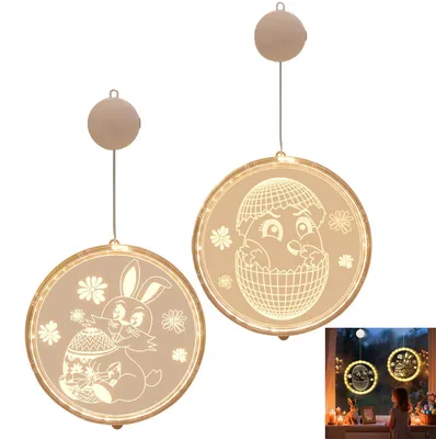 Produktbild von 2 Stück Led Fenster Licht, Lichterkette LED Fensterbeleuchtung mit Saugnapf Ostern Deko Lichterkette Fensterlichter Osterbeleuchtung
