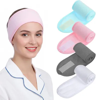 Produktbild von Make-up Stirnband 4 Stück, verstellbar, Mikrofaser, für Gesichtswaschens