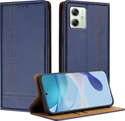 Produktbild von Handyhülle für Motorola Moto G14 G54 Leder Flip Klappbare Schutzhülle mit Standfunktion Blau