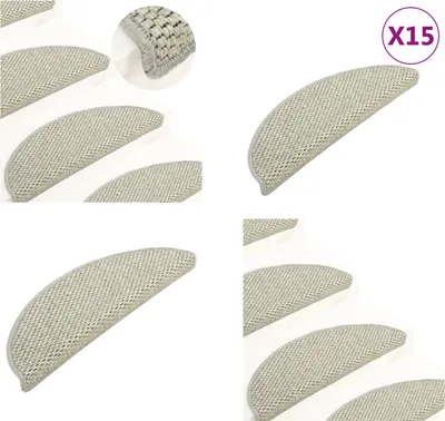 Produktbild von vidaXL Treppenmatten Selbstklebend Sisal Optik 15 Stk. 65x21x4 cm Grau - Stufenmatte - Stufenmatten - Stufenteppich - Stufenteppiche