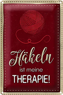 Produktbild von Blechschild Spruch 18x12cm Häkeln ist meine Therapie