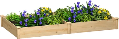 Produktbild von Erhöhtes Hochbeet aus Holz - Pflanzkasten auf Beinen - Mit Trennwand - Offener Boden für Drainage