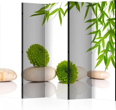 Produktbild von Neuheit! Dekorativer Paravent Raumteiler Trennwand Foto-Paravent Spanische Wand XXL Stein Spa Bambus 225x172 cm b-B-0150-z-c