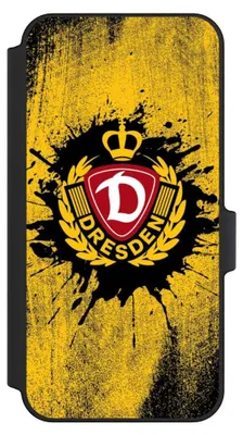 Produktbild von NIVOCASE Klapphülle für Samsung Galaxy A15 5G  Handyhülle aus Kunst Leder NIVOflip schwarz Fußball Offizielles Lizenzprodukt SG Dynamo Dresden