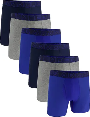 Produktbild von UNDER ARMOUR Herren Boxershorts, 6er Pack - Performance Tech Boxer Briefs Solid 6 in, Stretch, einfarbig Blau/Grau 5XL