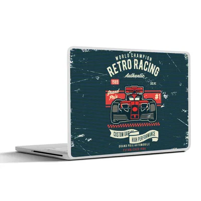 Produktbild von MuchoWow® Laptop Aufkleber Sticker Cover Rennwagen - Rennstrecke - Retro - Zeichnung 31x22.5 cm - Laptop-Deko