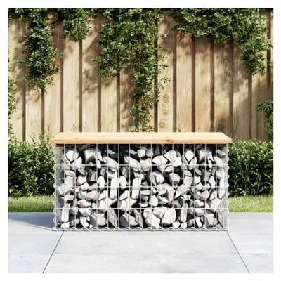 Produktbild von Gartenbank im Gabion Design 83x44x42 cm aus massivem Kiefernholz