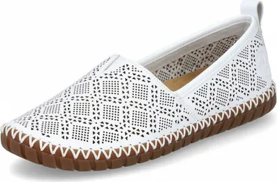 Produktbild von Rieker Damen Slipper Leder Mokassin Lochmuster Gummizug M2851, Größe:42 EU, Farbe:Weiß