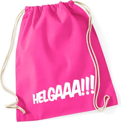 Produktbild von Huuraa Turnbeutel Helgaaa Schriftzug 12 Liter Fuchsia Baumwolle Rucksack Geschenkidee