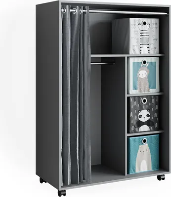Produktbild von Kleiderschrank Vicco Doros Grau 100 x 146.6 cm mit Faltboxen, Model 40644
