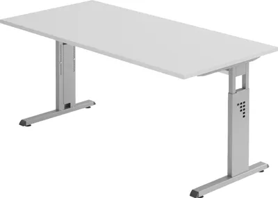 Produktbild von bümö Schreibtisch Serie-O - Gestell: Silber, Nachbildung: Grau, Größe:  180 x 80 cm