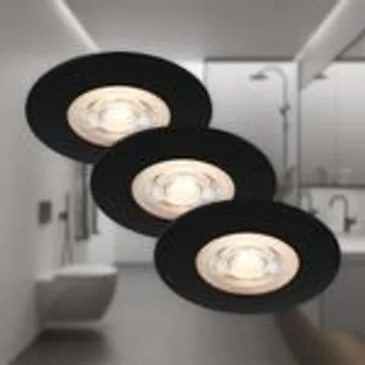 Produktbild von LED Einbauleuchten Badleuchte 3er Set 5 W 3000K IP44 Schwarz-matt Ø9cm Briloner