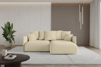 Produktbild von ALTDECOR Ecksofa mit Schlaffunktion und Bettkasten ONESK-L  216x177x72 cm  Beige - Corner Sofa Eckcouch Couch L-Form  angeordnet Schlafcouch Ausziehbar Wohnlandschaft