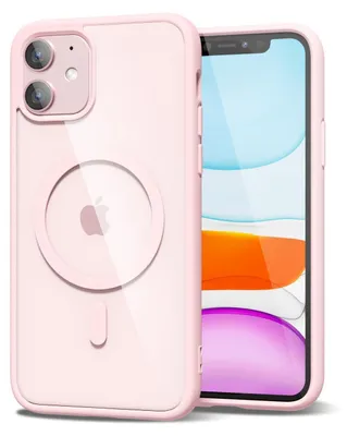 Obrázek produktu pro Magnetický kryt pro iPhone 11, kompatibilní s MagSafe, průhledné nárazuvzdorné pouzdro, ochranný zadní kryt Růžový
