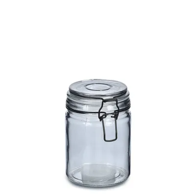 Produktbild von Zeller Vorratsglas m. Bügelverschluss, 250 ml, grau, Glas / Metall, 290 ml, ca. Ø 8,3 x 10,2 cm