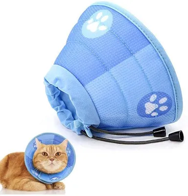 Produktbild von Haustier Kegel Halskrause,für Hunde und Katzen Schutzkragen,Größe M，Katzenhalsumfang 19-22cm, Höhe 11cm.blau
