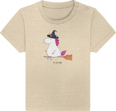 Produktbild von Mr. & Mrs. Panda Babyshirt Einhorn Hexe 6. - 12. Monat - Natural Raw - Geschenk,  T-Shirt, Kleinkind Shirt, Einhörner, Organic Baby, Öko, Engel, Unicorn, Teufel, Leben