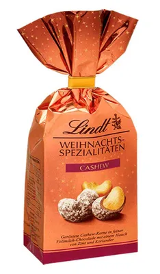 Zdjęcie produktu dla Czekolada mleczna Lindt Cashew Kernels Christmas Specialities 100g
