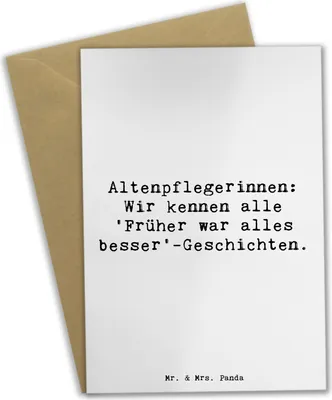 Produktbild von Mr. & Mrs. Panda babykarte Spruch Altenpflegerin Geschichten - Weiß - Geschenk, Berufspassion, Dank, glückwunschkarten, Beileidskarte, Grußkarte, einladungskarten, Beruf