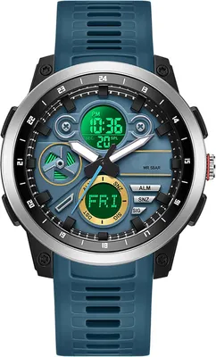 Produktbild von Herren Militär Sportuhr Analog Digital 5ATM Wasserdicht mit LED Leuchtdisplay, Stoßfest, Tactical Armbanduhr Outdoor Blau