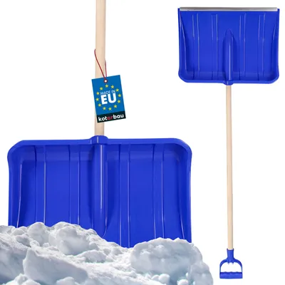 Produktbild von KOTARBAU® Schneeschaufel Kunststoff 40 x 50 cm Schneeschieber Holz Ergonomisch Griff 136 cm Blau Schneeschippe mit Aluminiumbeschlag Schneeräumgeräte Schnee Schaufel Schneeschaufeln Schneeschüppe