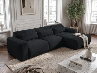 Produktbild von AX LIVING Wohnlandschaft mit Schlaffunktion Ruyam Ecksofa Schwarz R