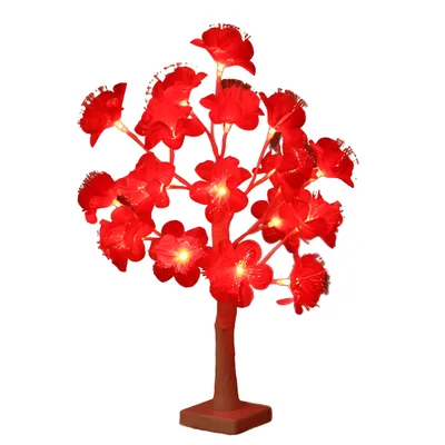 Imagen del producto de Lámpara de mesa con 18 pétalos de flores LED, con alimentación USB y por batería, ideal para dormitorios y decoración, color rojo