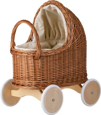Image de Grand landau de poupée en osier naturel, trotteur (beige)