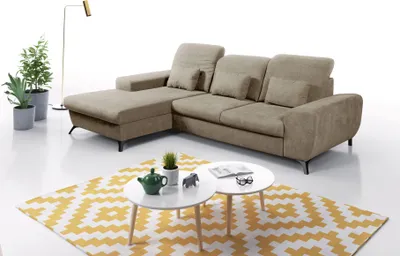 Produktbild von Masseno Ecksofa LUCE L-S mit Schlaffunktion L-Form, Sofa mit Bettkasten, Wohnzimmersofa, Couch, Soffa, Bettsofa, Couchgarnitur- Beige, AVRA 03