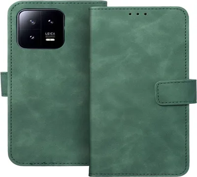 Produktbild von Tender Buchtasche Leder Hülle Magnet Tasche kompatibel mit iPhone 15 Plus Grün